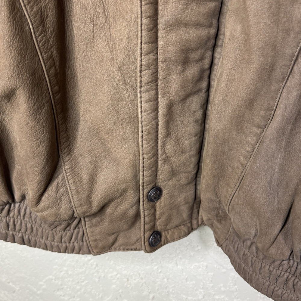 VTG True Breed Men's Distressed Brown Leather Retro Bomber Jacket Size L Aviator - Picture 5 of 14